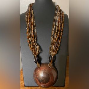 Multi Strand Brown Beaded Necklace